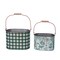 Transpac Set of 2 Metal Plaid Storage Buckets Decorative Sculptures Multicolored Indoor Tabletop Storage Gift Idea